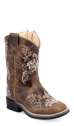 Old West Toddler Leather Broad Square Toe Boots