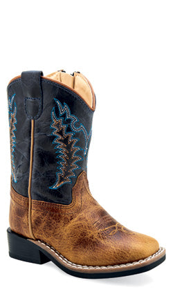 Old West Toddler Leather Broad Square Toe Boots