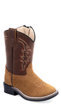 Old West Toddler Leather Broad Square Toe Boots