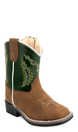 Old West Toddler Leather Broad Square Toe Boots