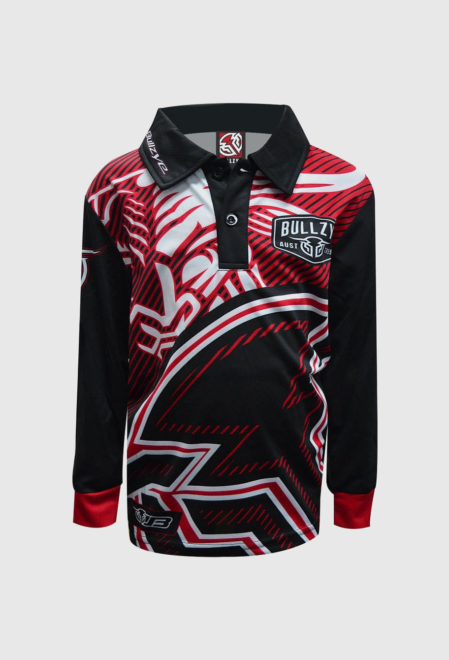 BULLZYE BOYS CHARGING BULL L/S FISHING TEE - RED