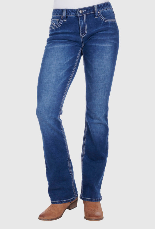 BULLZYE WOMENS DAHLIA BOOT CUT JEAN - 36 LEG
