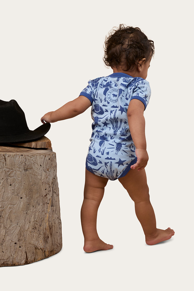 Ringers Western Babies Boot Scootin SS Romper - Dusk