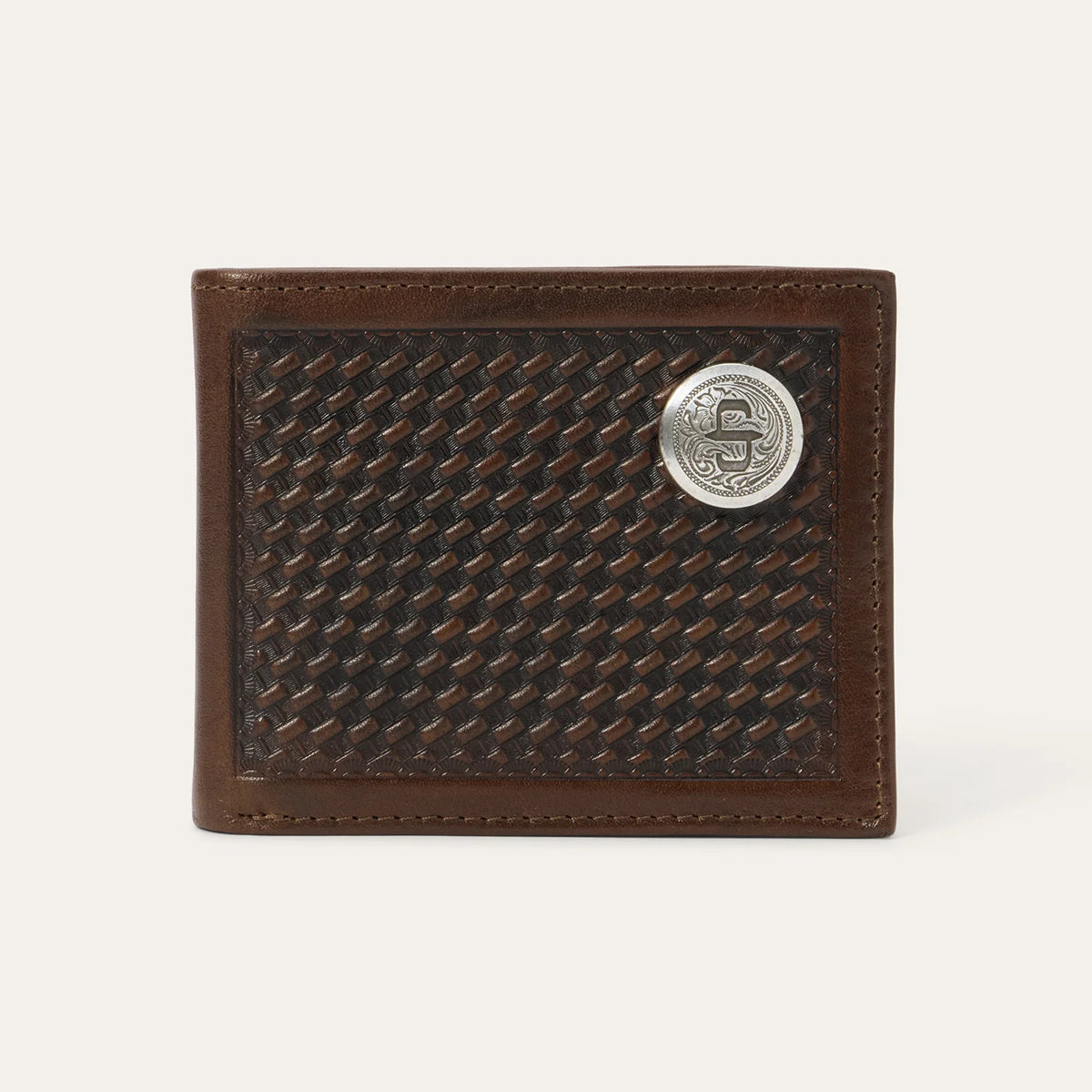 Stetson Men’s Basket Weave Bi-Fold Wallet – Brown