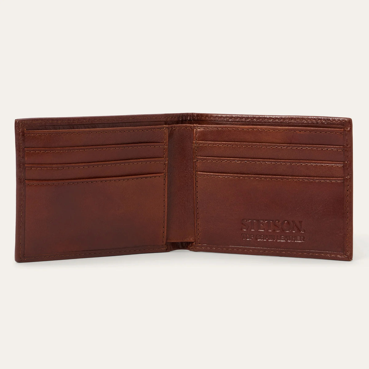 Stetson Men’s Basket Weave Bi-Fold Wallet – Brown