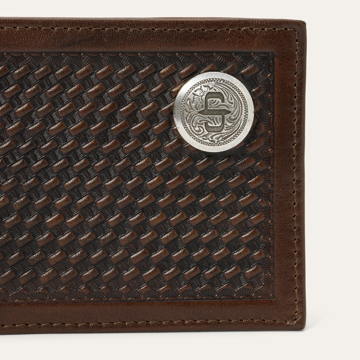 Stetson Men’s Basket Weave Bi-Fold Wallet – Brown