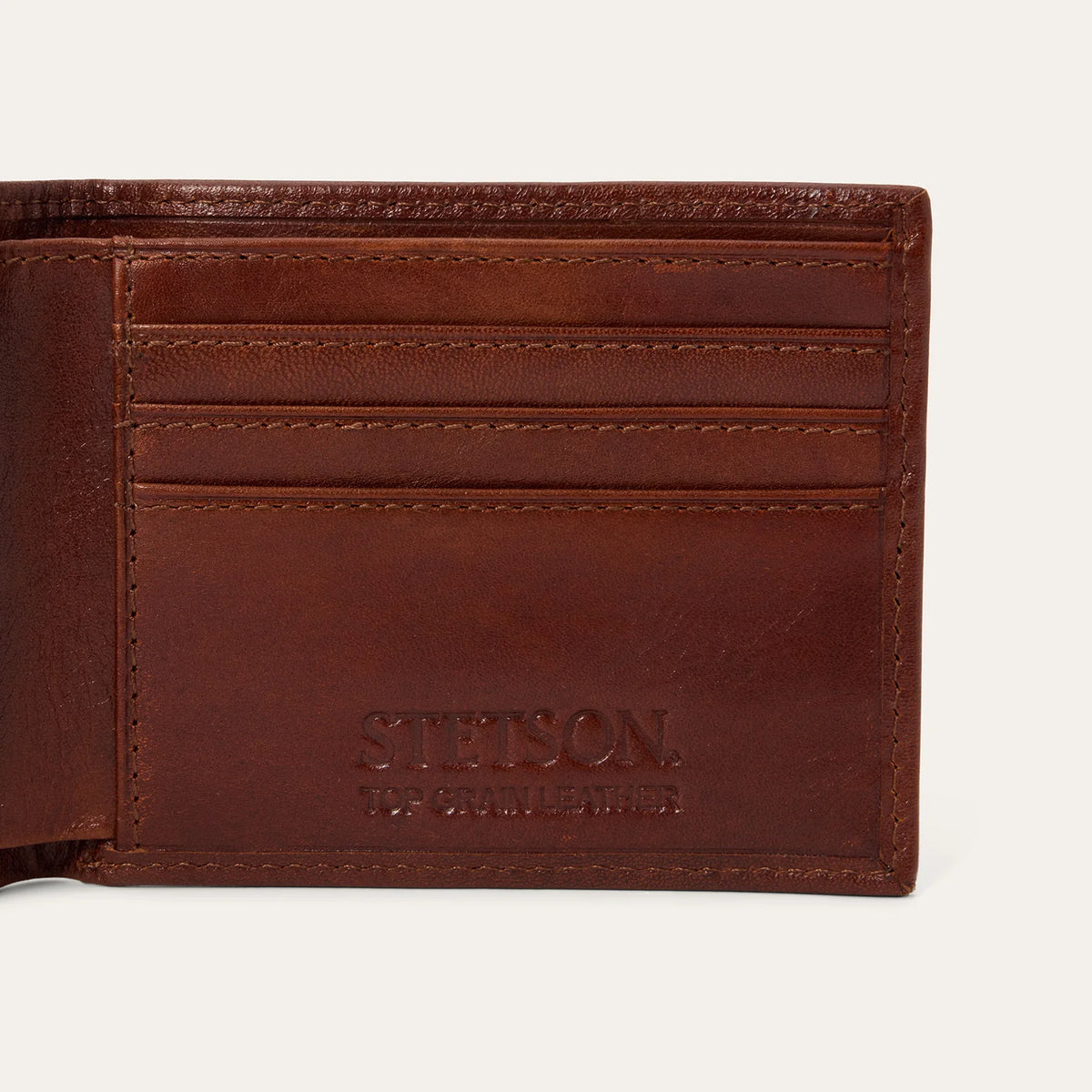 Stetson Men’s Basket Weave Bi-Fold Wallet – Brown