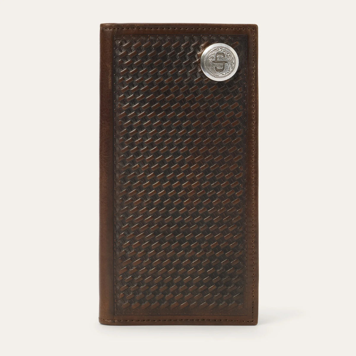 Stetson Men's Basket Weave Checkbook - Brown