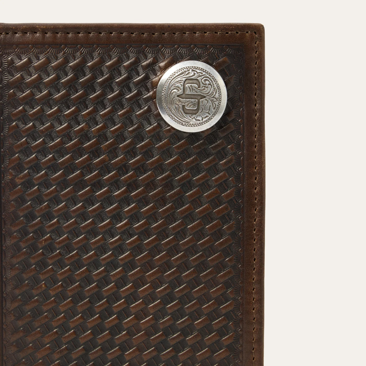 Stetson Men's Basket Weave Checkbook - Brown