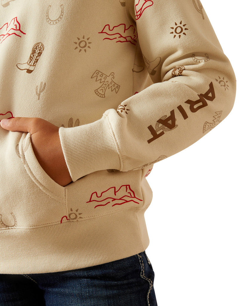 Ariat Girl's Western Stamps Hoodie Laylan Print