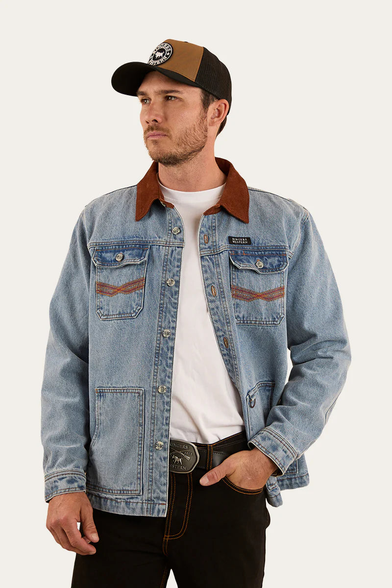 Ringers Western Men's Bellbrae Overshirt - Light  Wash Blue