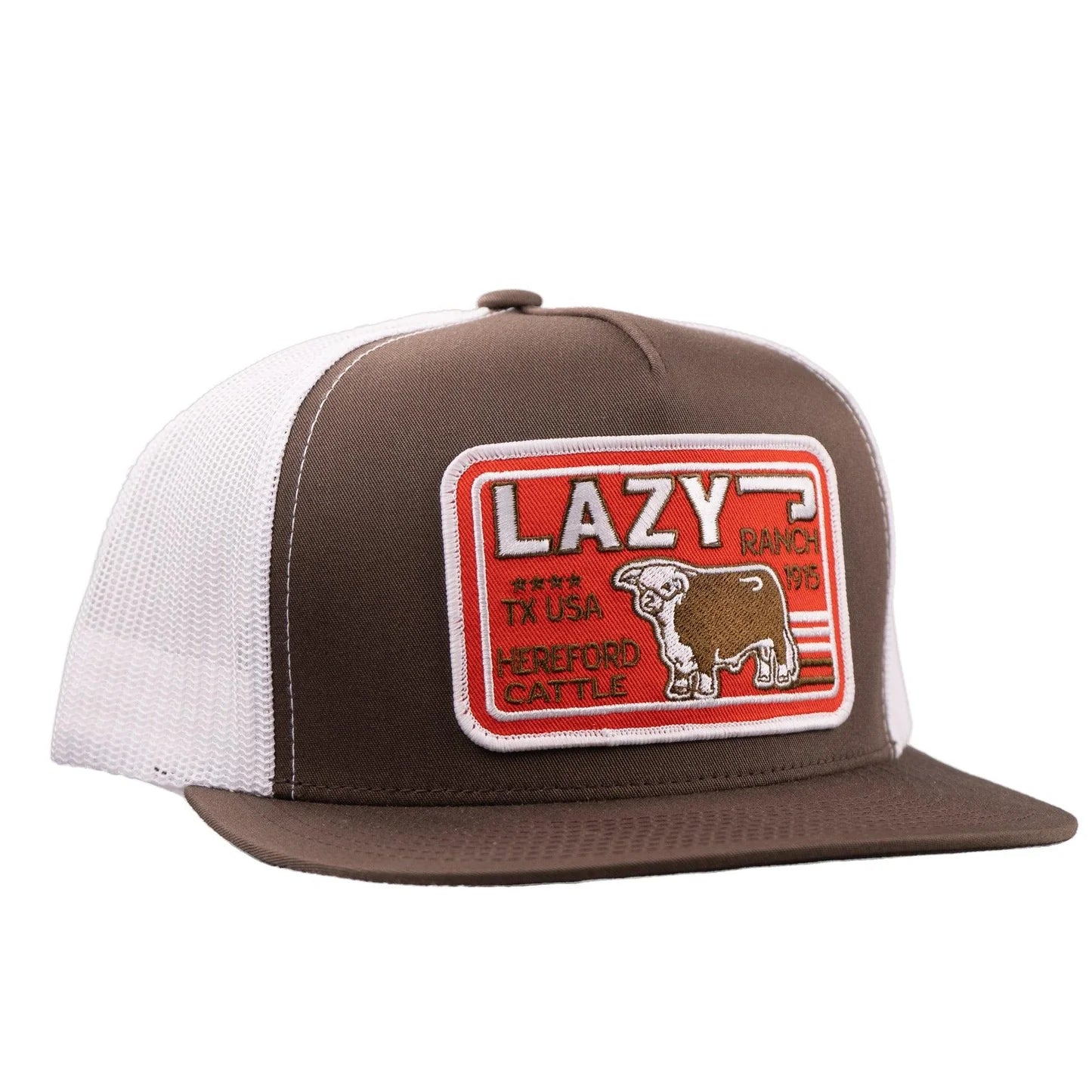 Lazy J Ranch Brown & White Big Red Classic Five Panel Trucker Hat