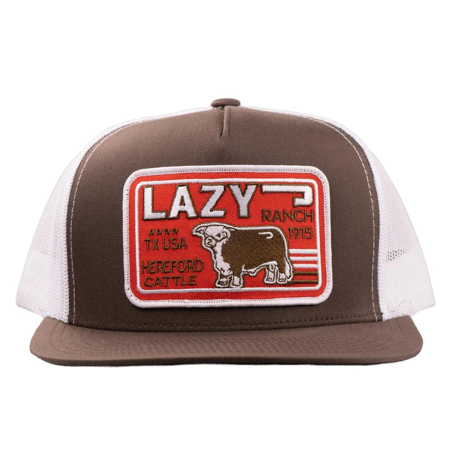 Lazy J Ranch Brown & White Big Red Classic Five Panel Trucker Hat