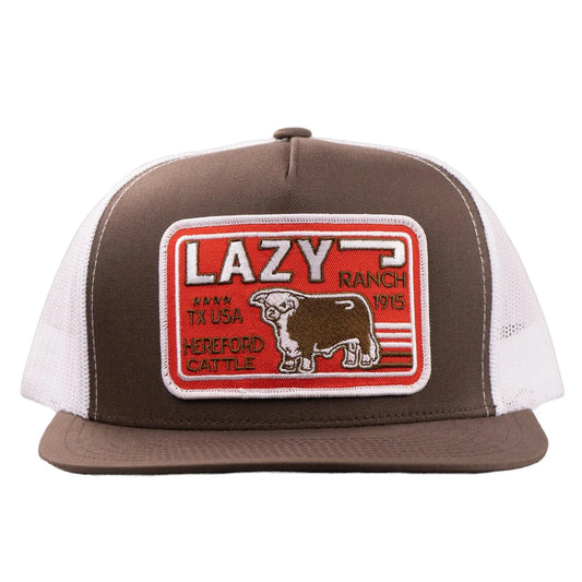 Lazy J Ranch Brown & White Big Red Classic Five Panel Trucker Hat