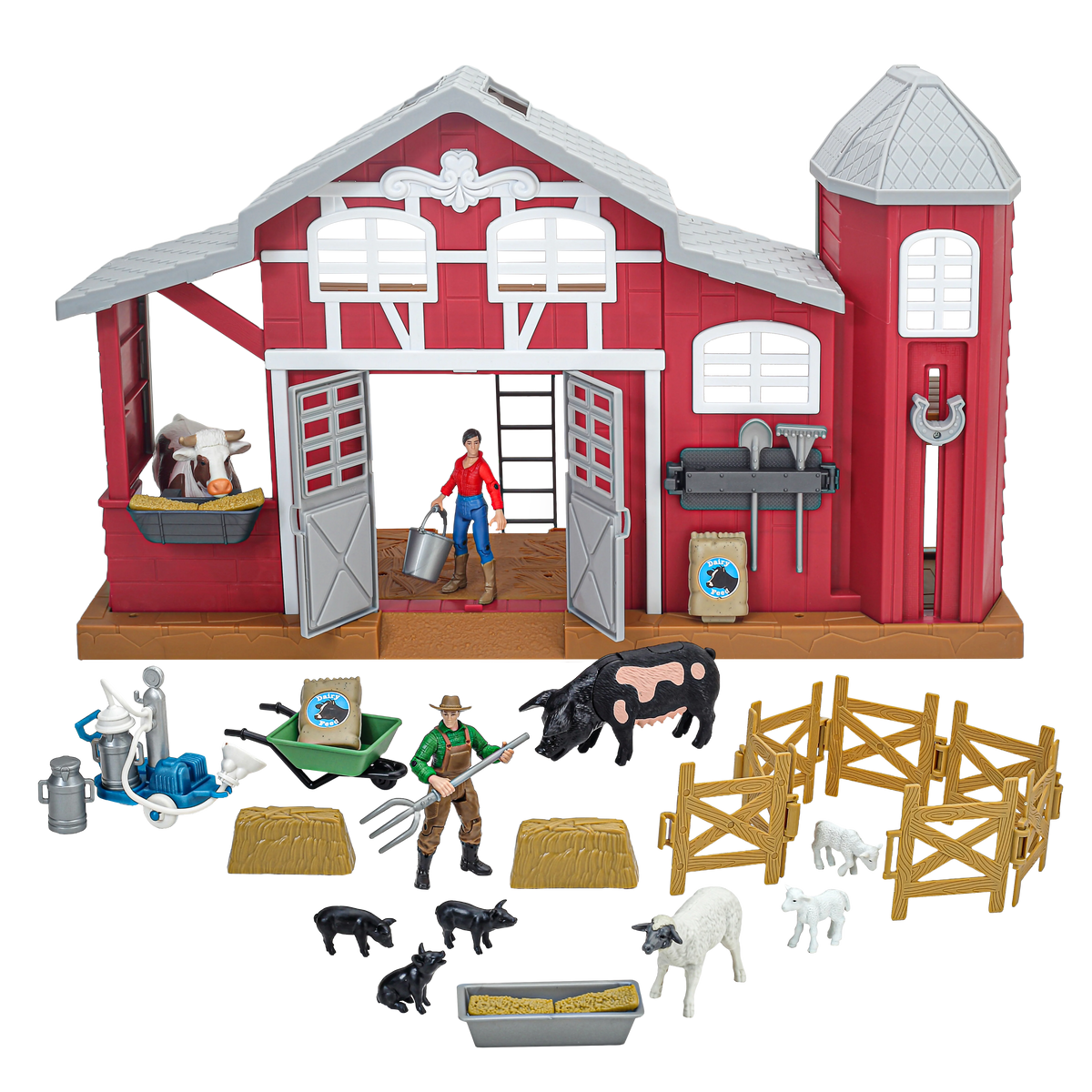 Big Country Adventure 38-Piece Dairy Barn Playset