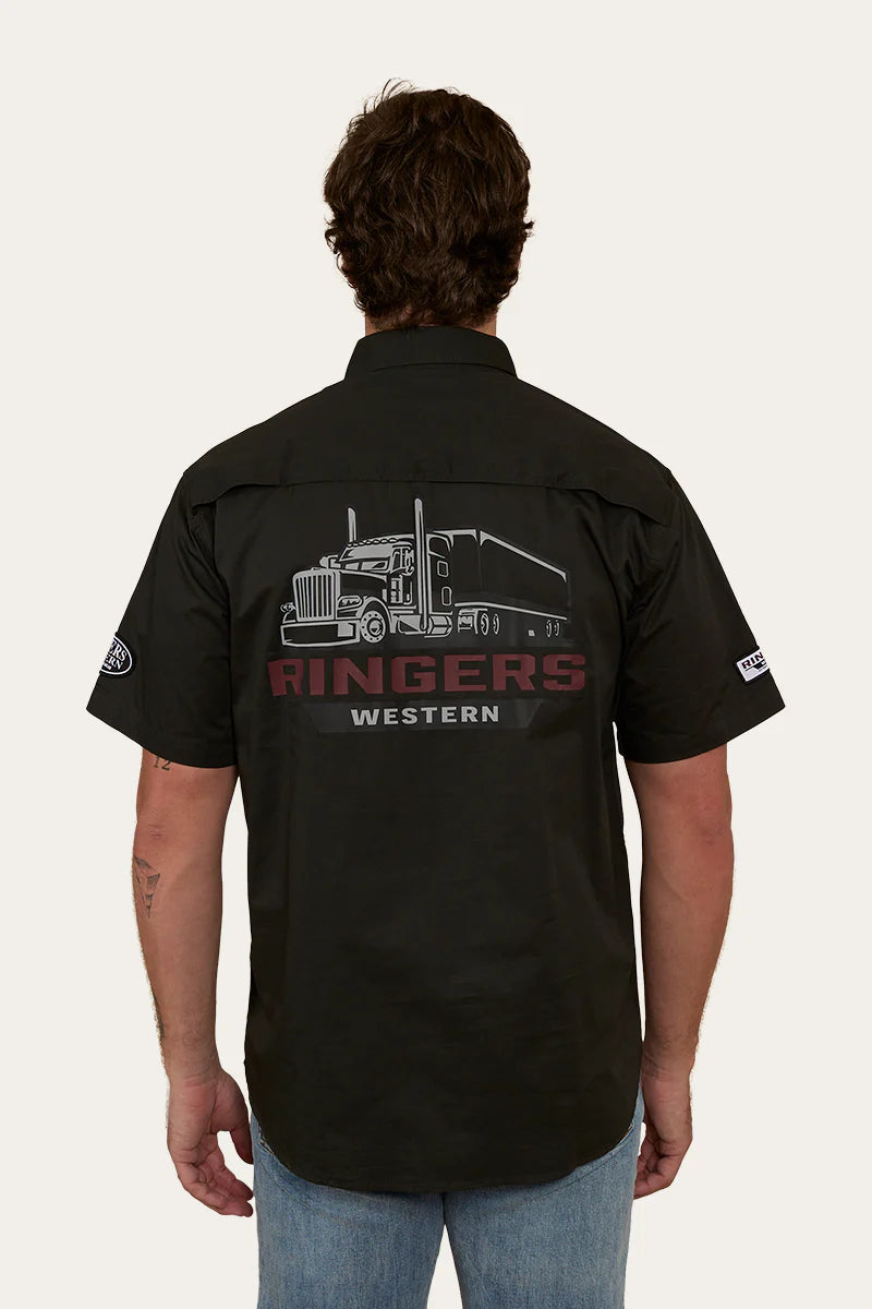 Ringers Western Mens Big Rig Short Sleeve Dress Shirt - Charcoal