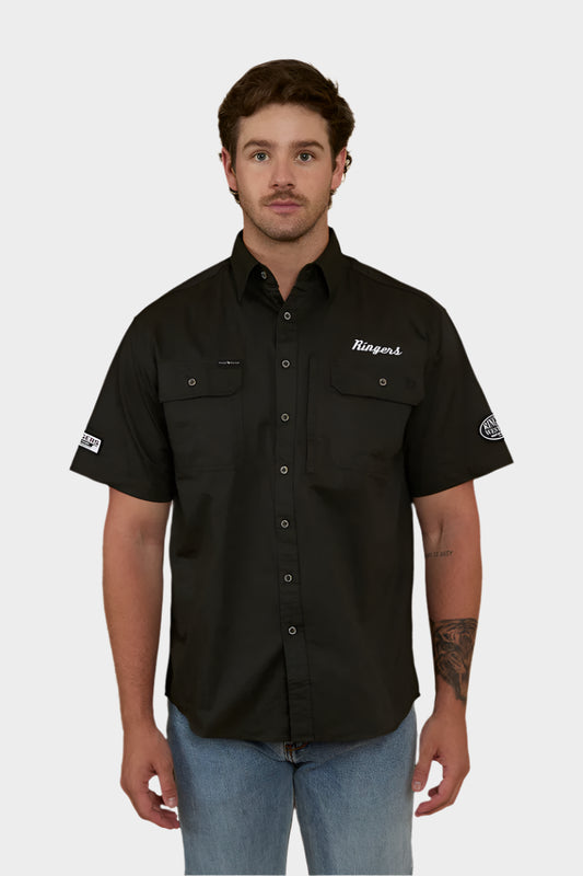 Ringers Western Mens Big Rig Short Sleeve Dress Shirt - Charcoal