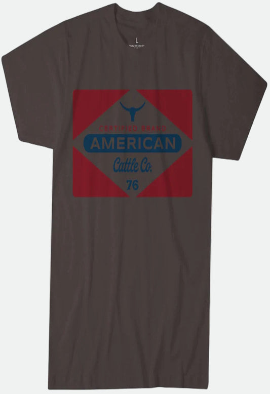 American Cattle Co. Men's Billboard Tee - Heather Brown
