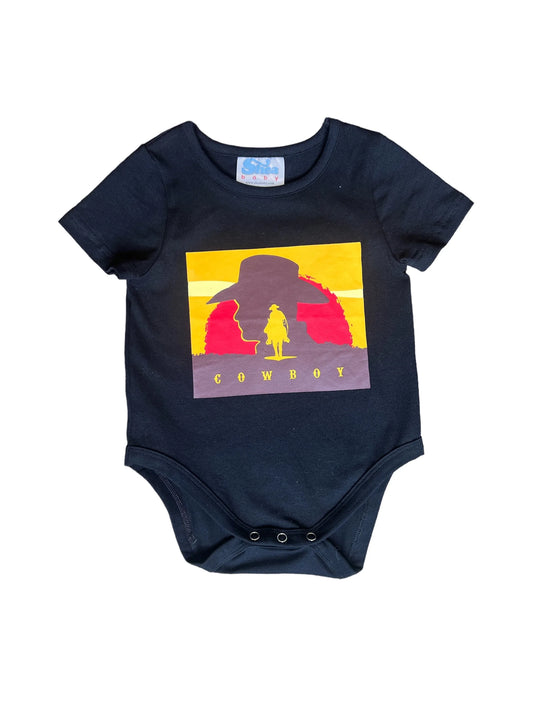 Shea Baby Black Cowboy Onesie