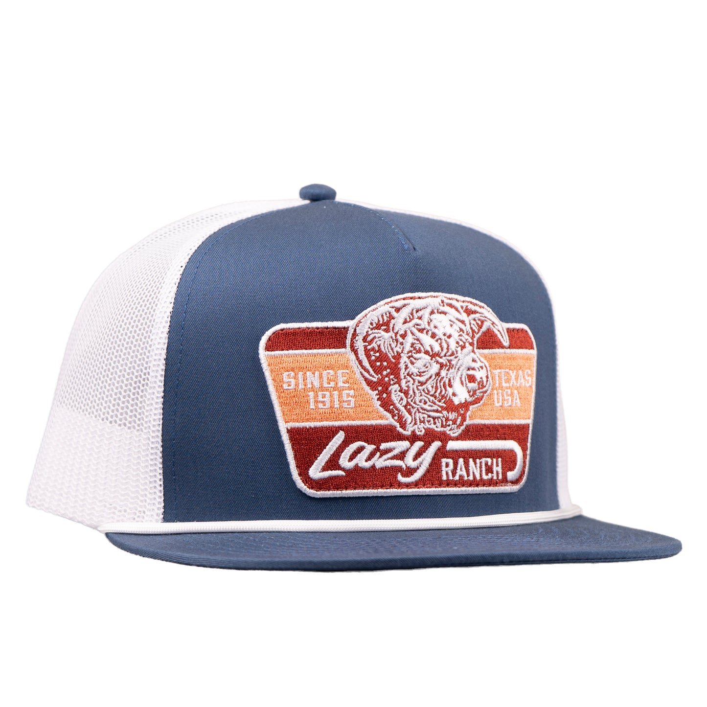 Lazy J Ranch Royal Blue & White Rust Classic Rope Trucker Hat