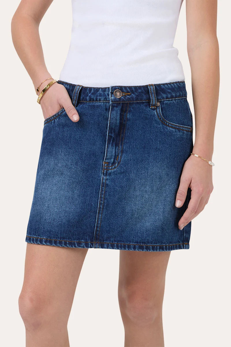 Ringers Western Boot Scoot Youth Girls Denim Skirt - Classic Blue