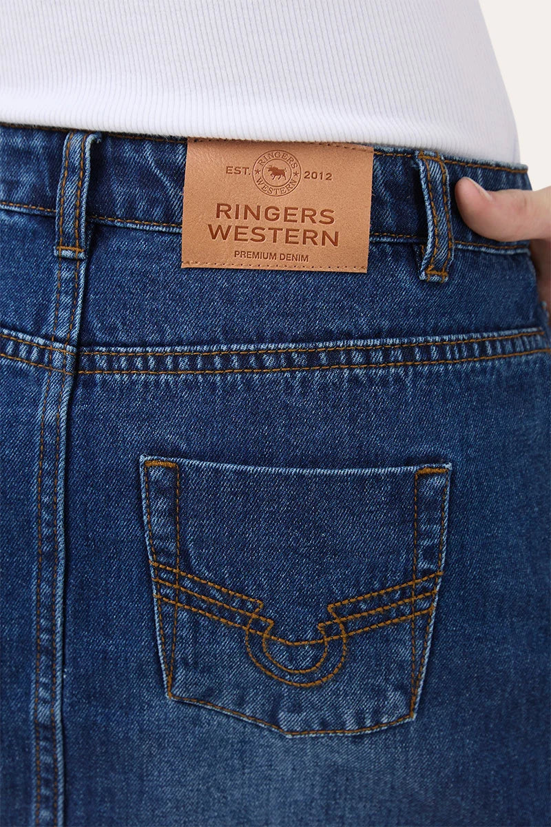 Ringers Western Boot Scoot Youth Girls Denim Skirt - Classic Blue