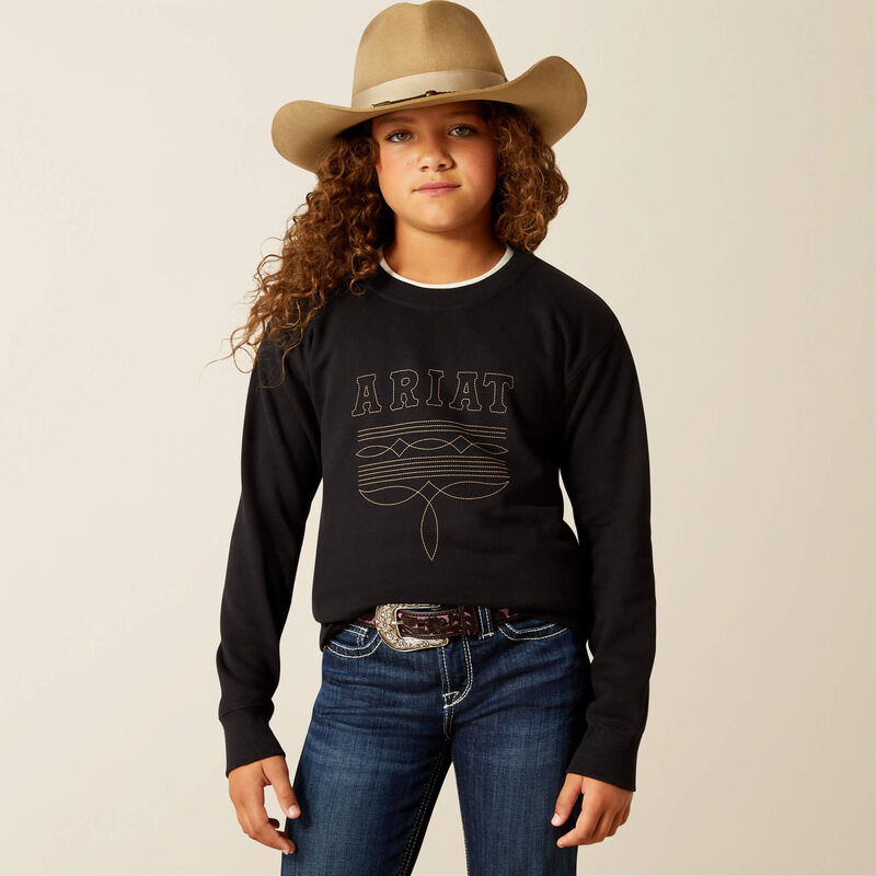 Ariat Girl's Booted Logo Sweatshirt - Black