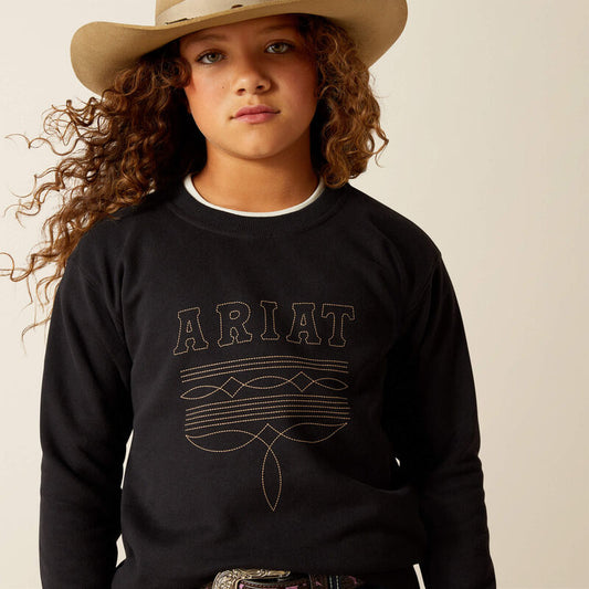 Ariat Girl's Booted Logo Sweatshirt - Black
