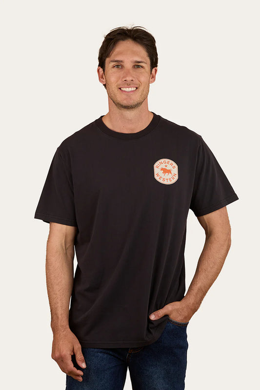 Ringers Western Mens Bottoms Up Loose Fit T-Shirt - Washed Black