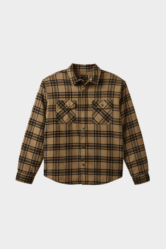 Brixton Men's Bowery Quilted L/S Flannel - WoodSmoke/Black