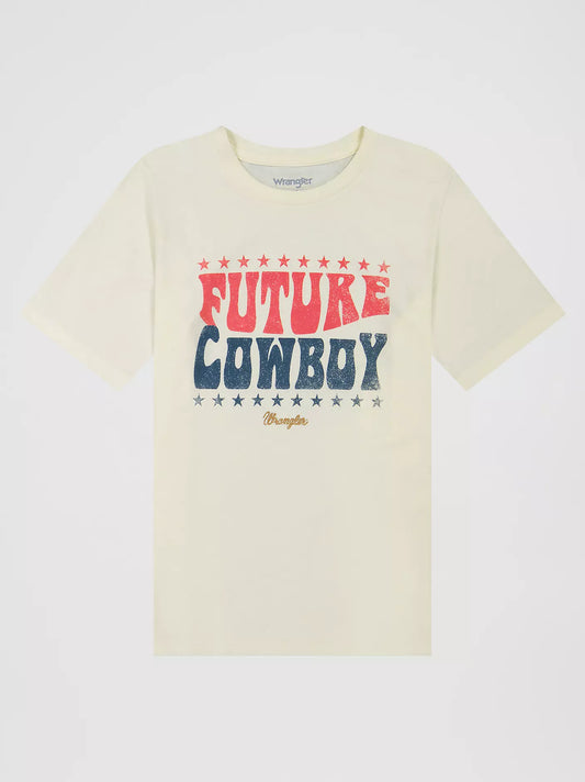 Wrangler Boy's Future Cowboy Graphic T-Shirt - Antique White Heather