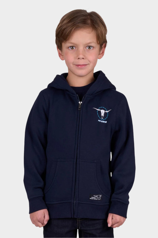 Pure Western Boy’s Carl Zip Through Hoodie - NAVY