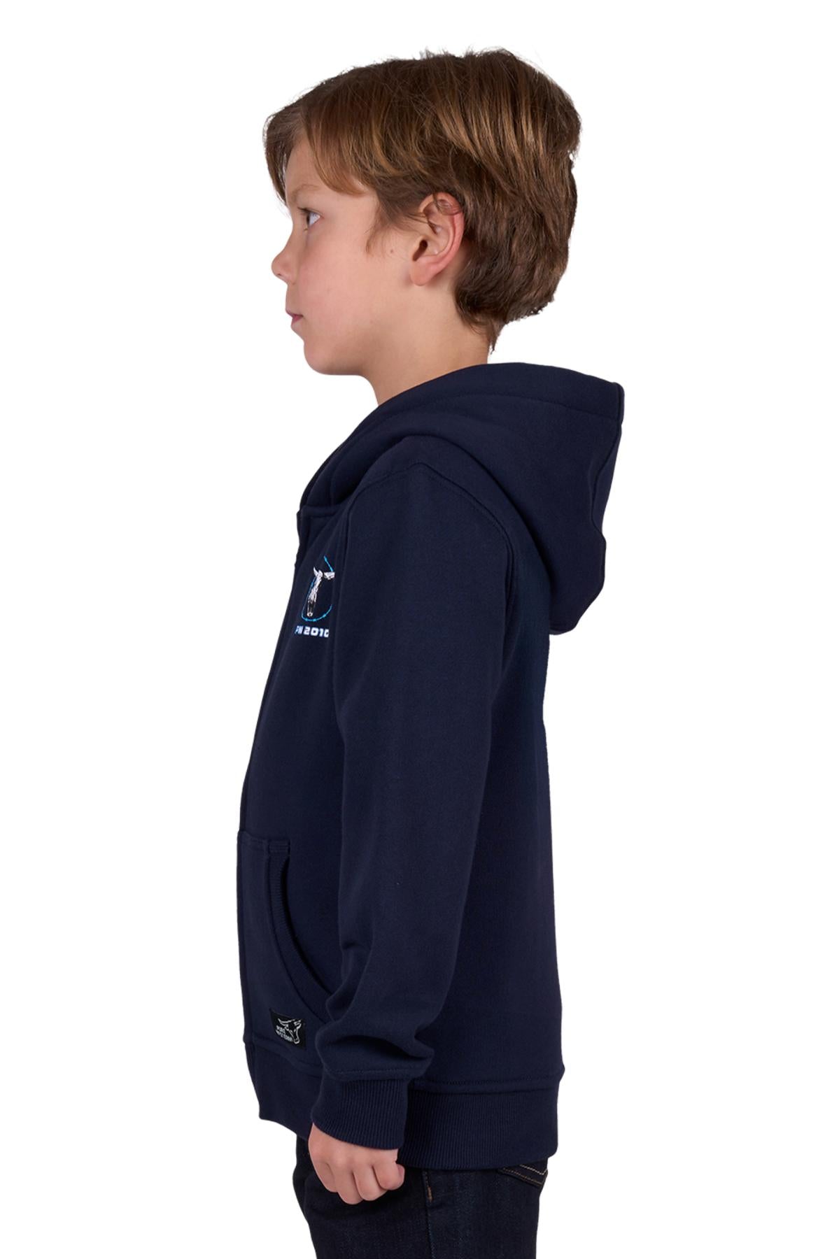 Pure Western Boy’s Carl Zip Through Hoodie - NAVY
