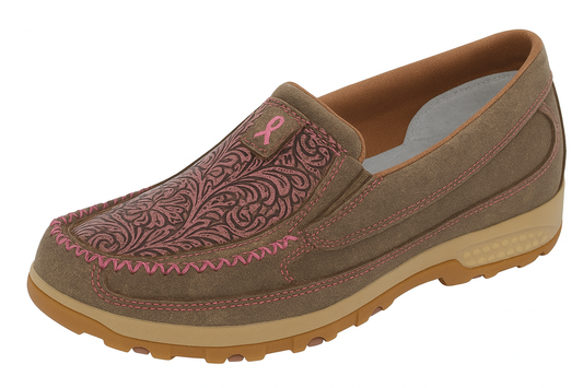 Twisted X Women's Tooled Pink Cellstretch Mocs Slip On