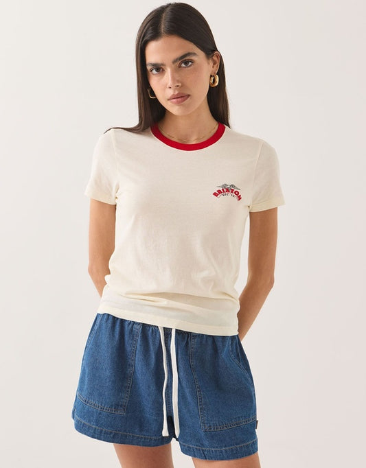 Brixton Women's Banner Slim Crew Tee - Off White