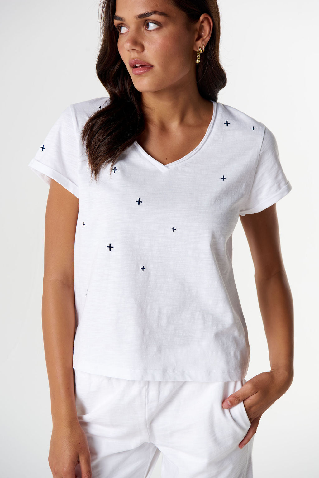 Goondiwindi Cotton Girls’ Irregular Embroidered V-Neck Tee