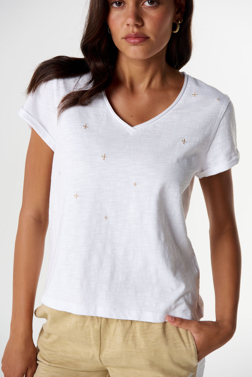 Goondiwindi Cotton Girls’ Irregular Embroidered V-Neck Tee