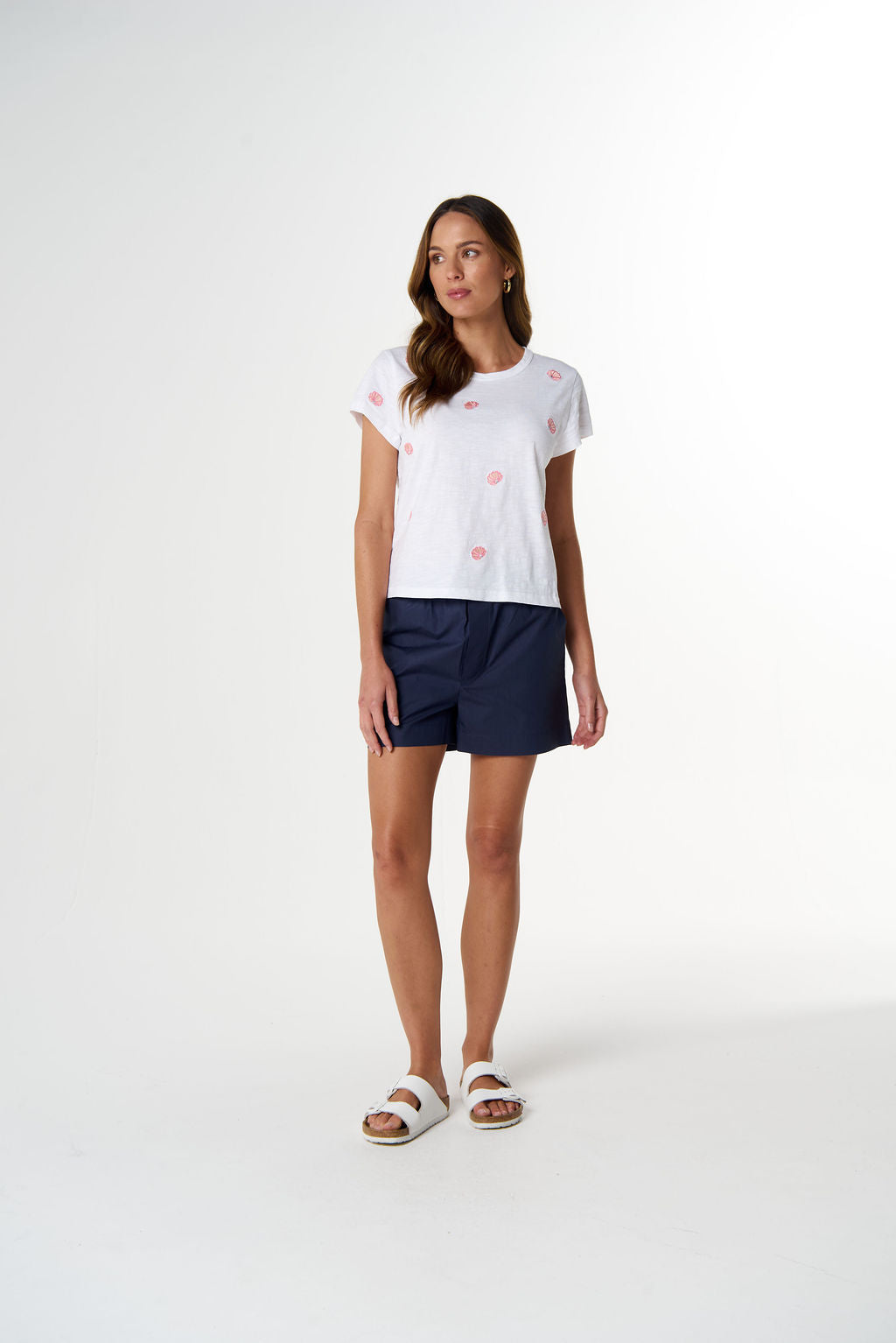 Goondiwindi Cotton Shell Embroidered Tee - White