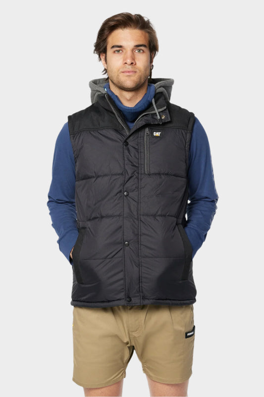 CAT HOODED WORK VEST (BLACK)