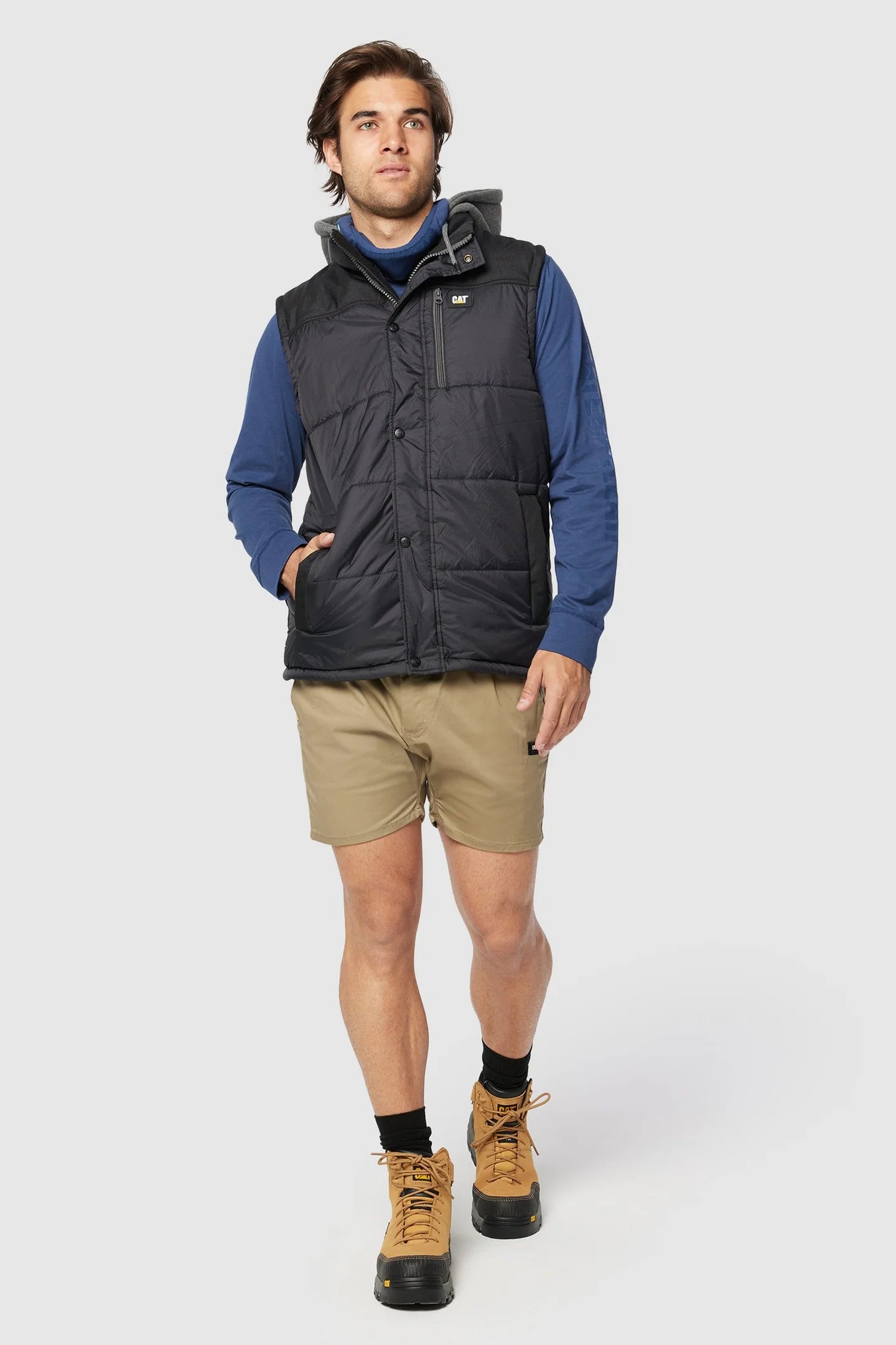CAT HOODED WORK VEST (BLACK)