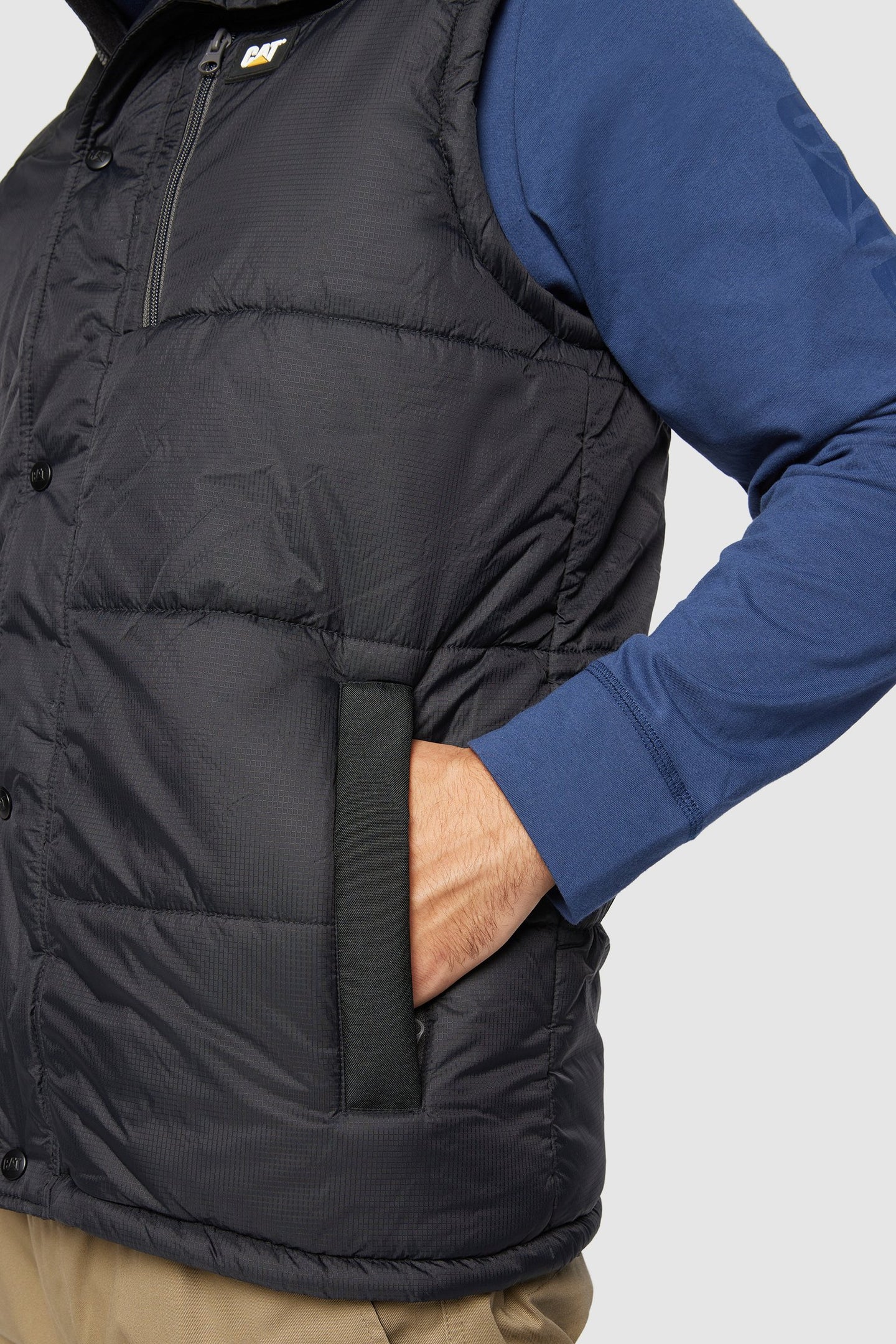 CAT HOODED WORK VEST (BLACK)
