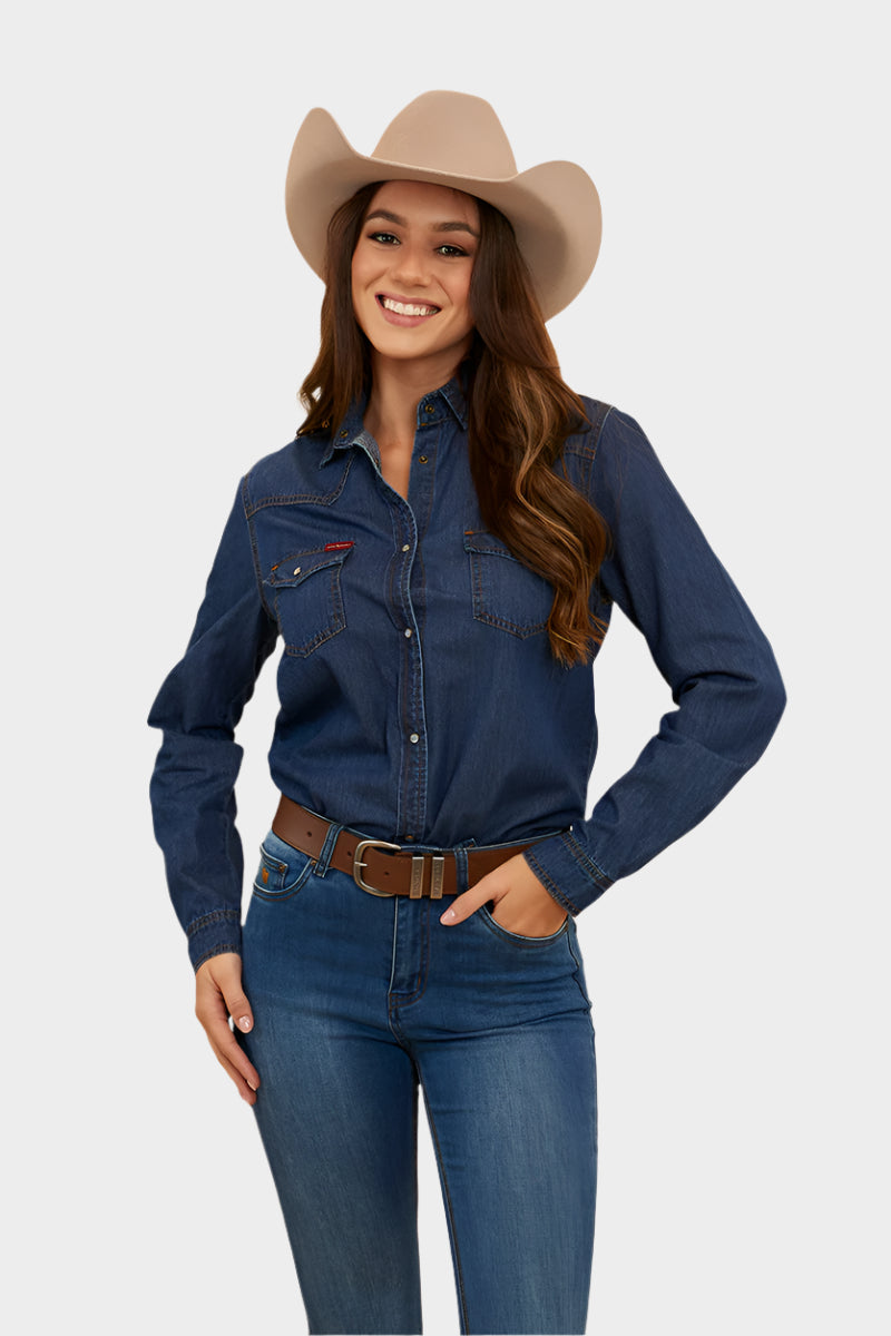 Ringers Western Women's Everleigh Denim Shirt (Classic Blue)