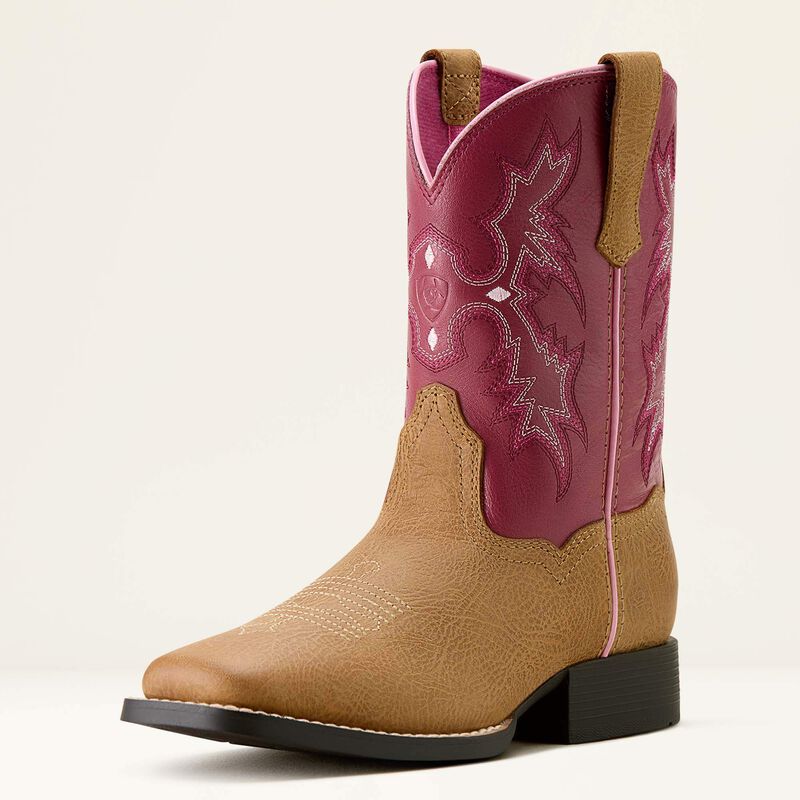 Ariat Youth Tombstone Wide Square Toe Western Boot - Cottage|Rosebud