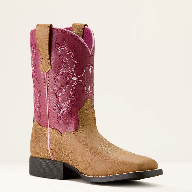 Ariat Youth Tombstone Wide Square Toe Western Boot - Cottage|Rosebud