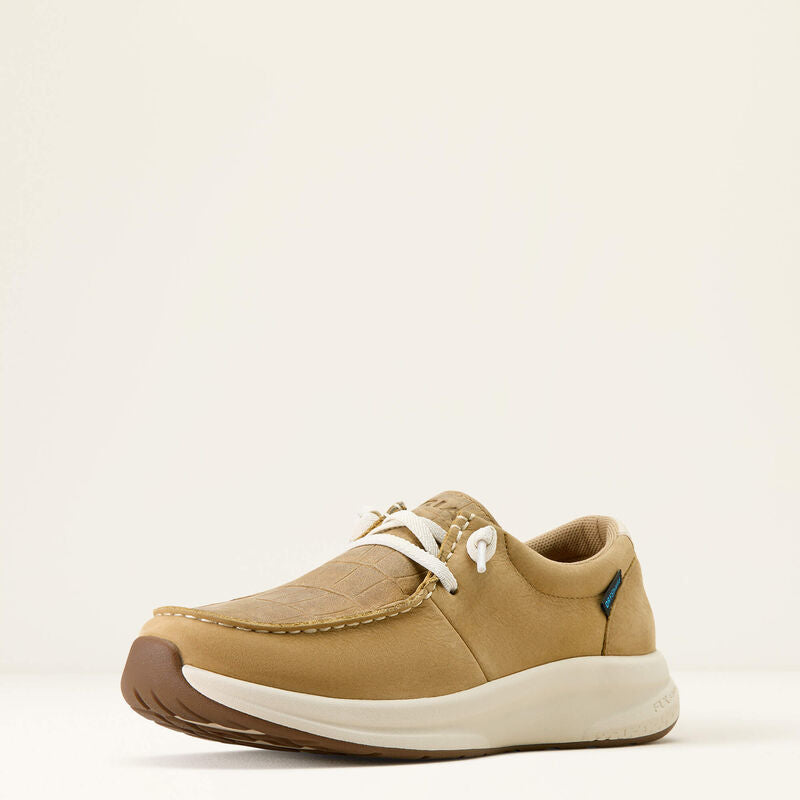 Ariat Ladies Buckeye Waterproof Shoe - LIGHT TAN|NATURALLY DISTRESSED CROC PRINT