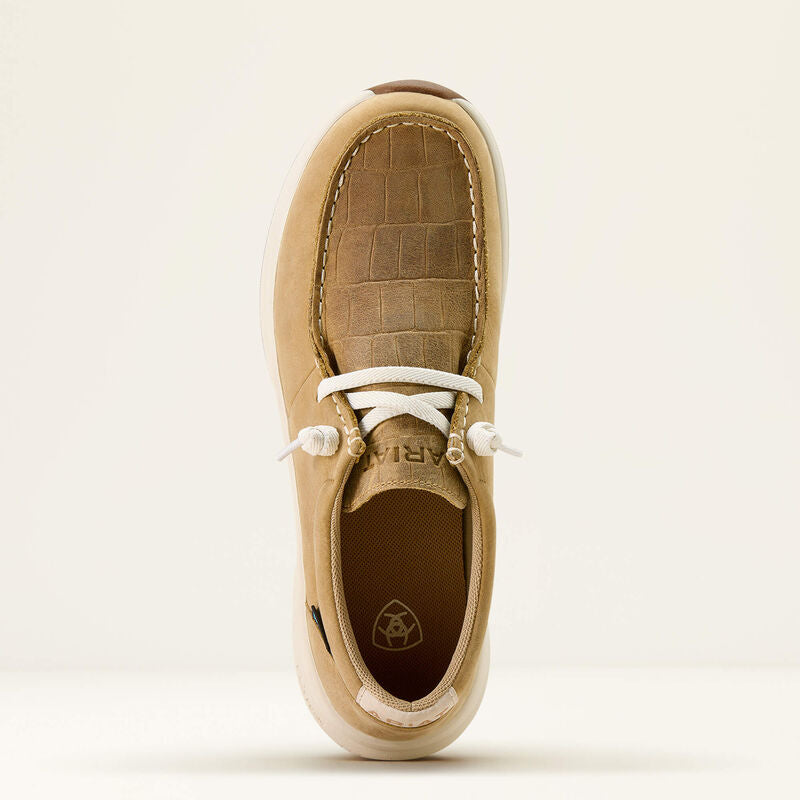 Ariat Ladies Buckeye Waterproof Shoe - LIGHT TAN|NATURALLY DISTRESSED CROC PRINT