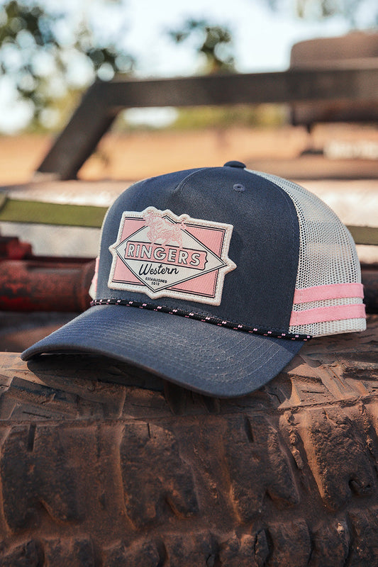 Ringers Western Hometown Trucker Cap - Charcoal/Rosey