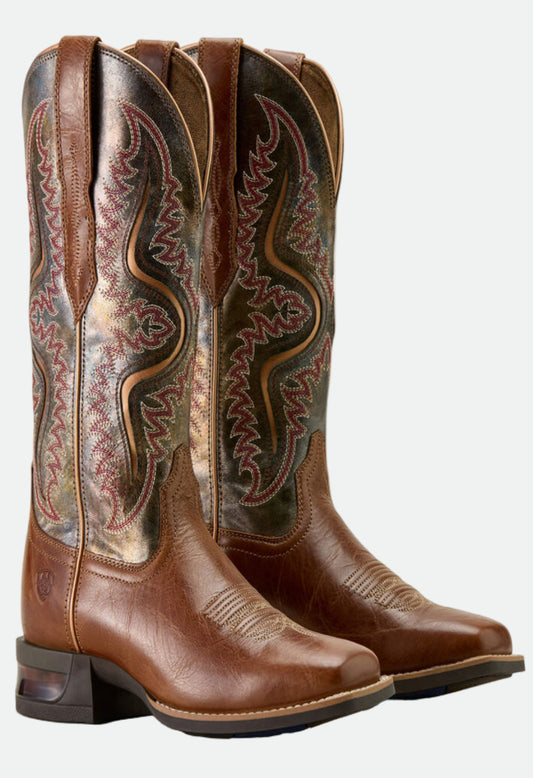 Ariat Women's Captivate Wide Square Toe Western Boot - DarkTan|Titanium
