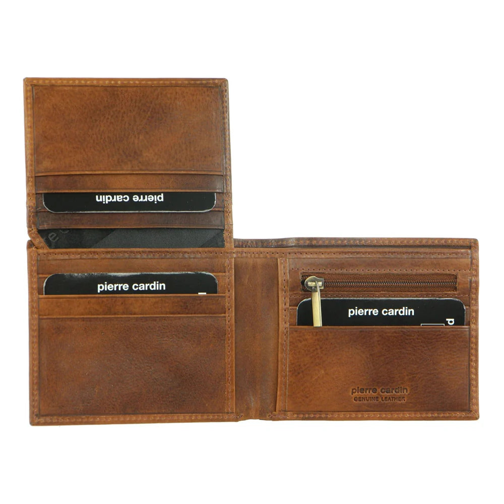 Pierre Cardin Men's Italian Leather Bi-Fold RFID Protected Wallet