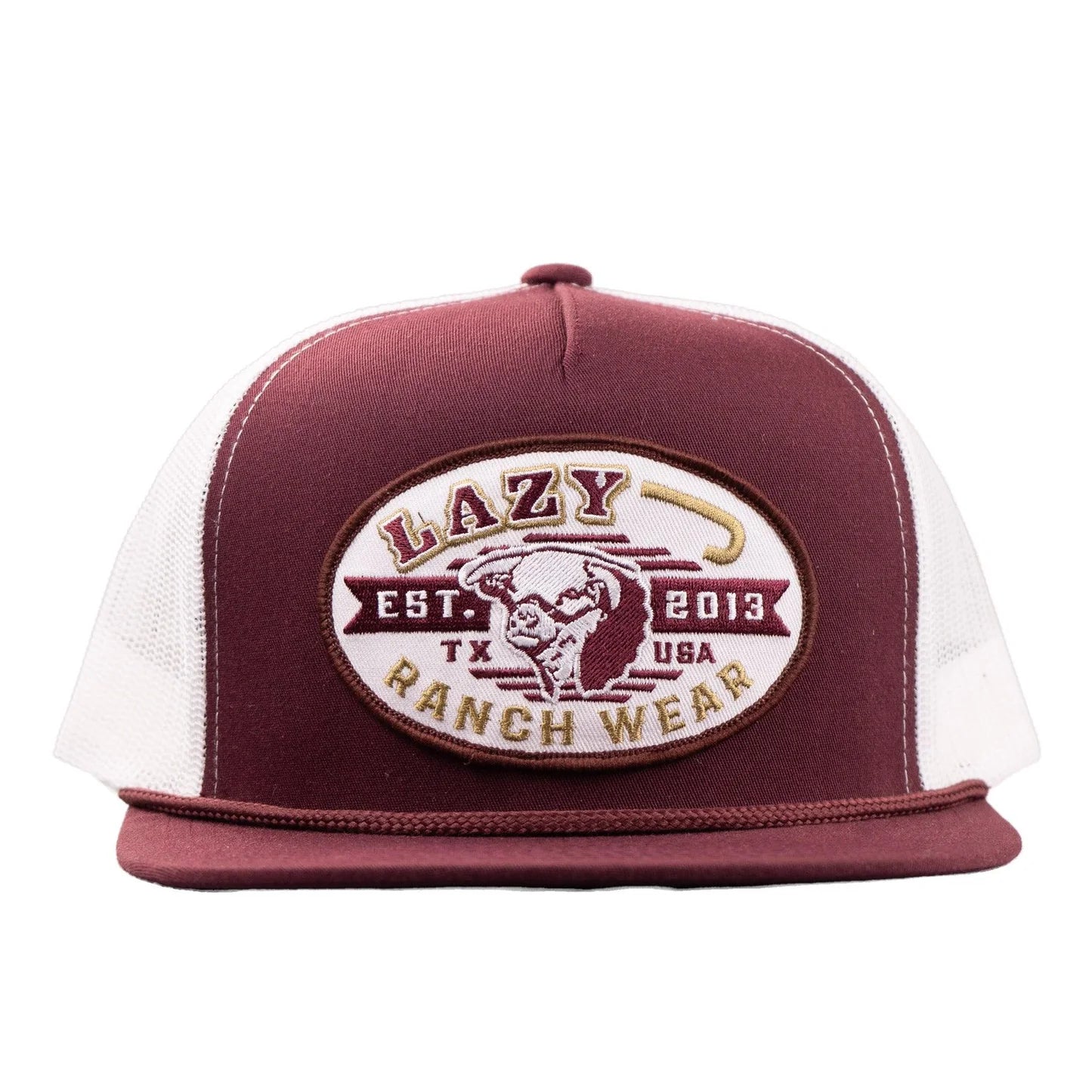 Lazy J Ranch Maroon & White Cattle King Classic Rope Trucker Hat